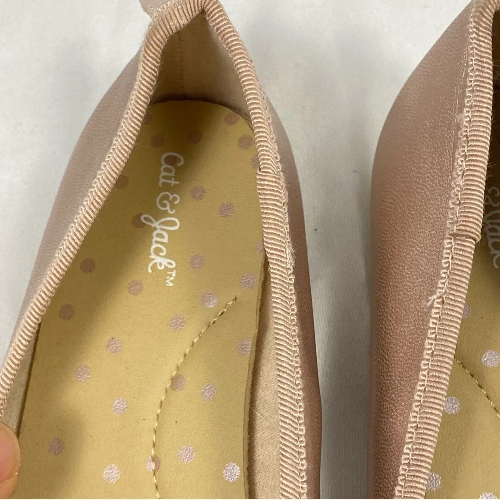 Cat & Jack Girl Chic Ballet Flats with Bow Accent Rose Gold Metallic Size 13